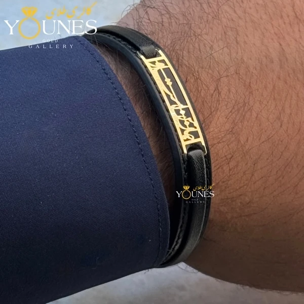 دستبند طلا چرم مردانه جان من است او L127